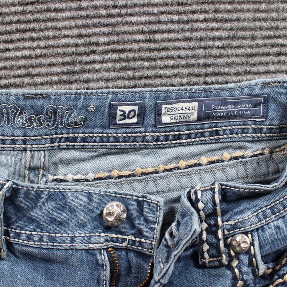 Miss Me Jeans Women's 30x31 Blue Skinny Thick Stitching - Picture 3 of 9